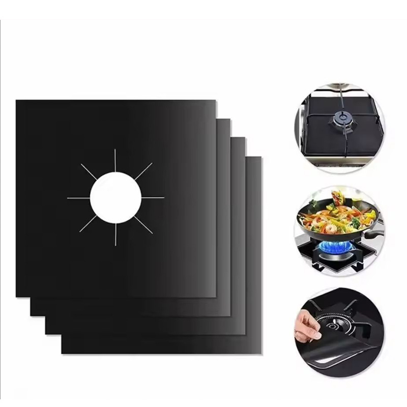 Commercial Kitchen Hoods - แผ่นรองกันเปื้อนเตาแก๊ส 2/4/8 ชิ้น แผ่นทำความสะอาดสำหรับอุปกรณ์ครัว ใช้ซ้ำได้ ป้องกันฝาหม้อต้ม