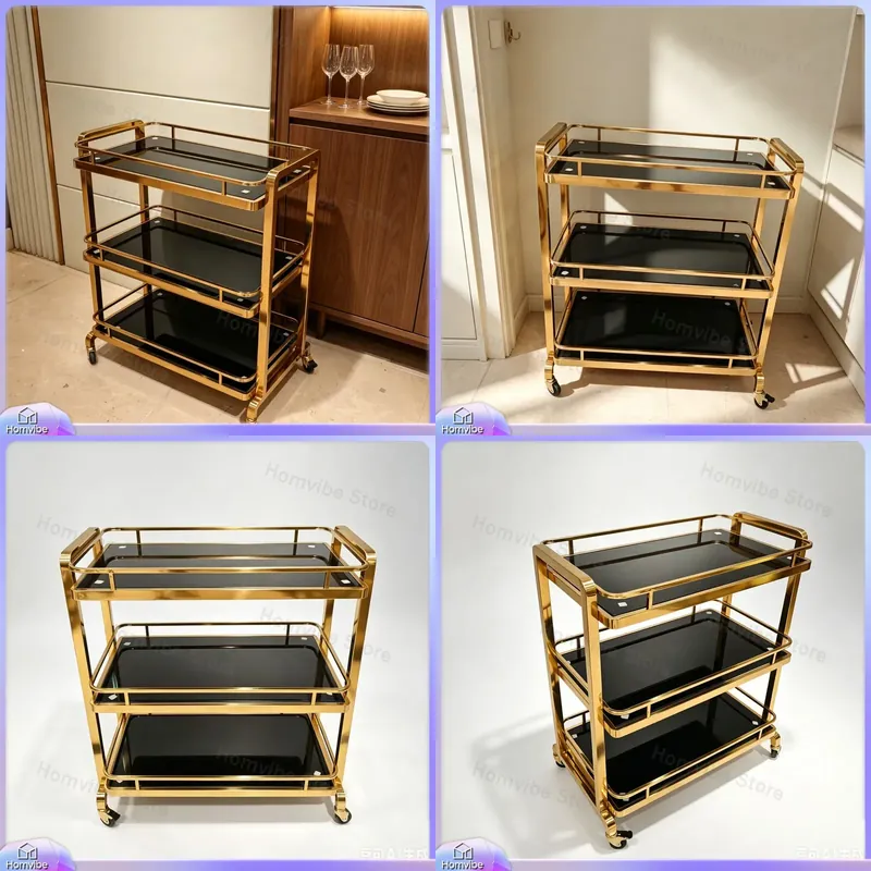 Commercial Kitchen And Bar - รถเข็นสแตนเลส 3 ชั้น แบบมีล้อ เคลื่อนย้ายได้ สำหรับครัว